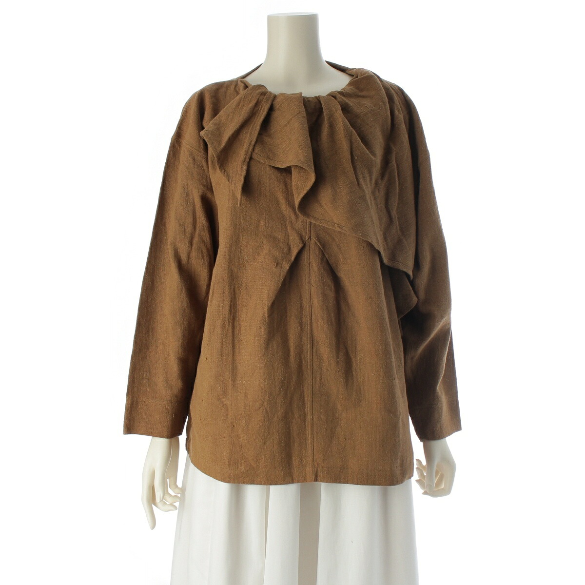 イッセイミヤケ ISSEY MIYAKE 80s 1983 綿織物 筆引き舟 ティーシャツ 衿 うつり変わり トップス 長袖プルオーバー MG14113 赤銅色 9【中古】【置き目品引き受ける】