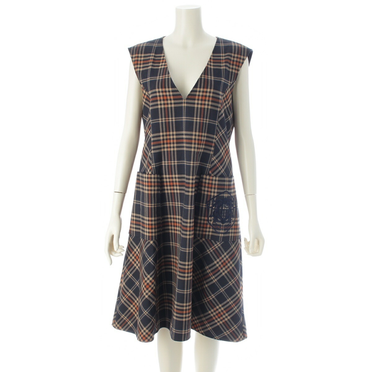 フォクシー ニューヨーク州 FOXEY NEW YORK 23年 Boys Over Flowers 花より御坊っちゃん共同研究 Society Dress ノースリーブ 刺しゅう 照合のしるし柄 衣装 御召しもの 43819 米国海軍 オレンジ色 40【中古】【置き目品引き受ける】