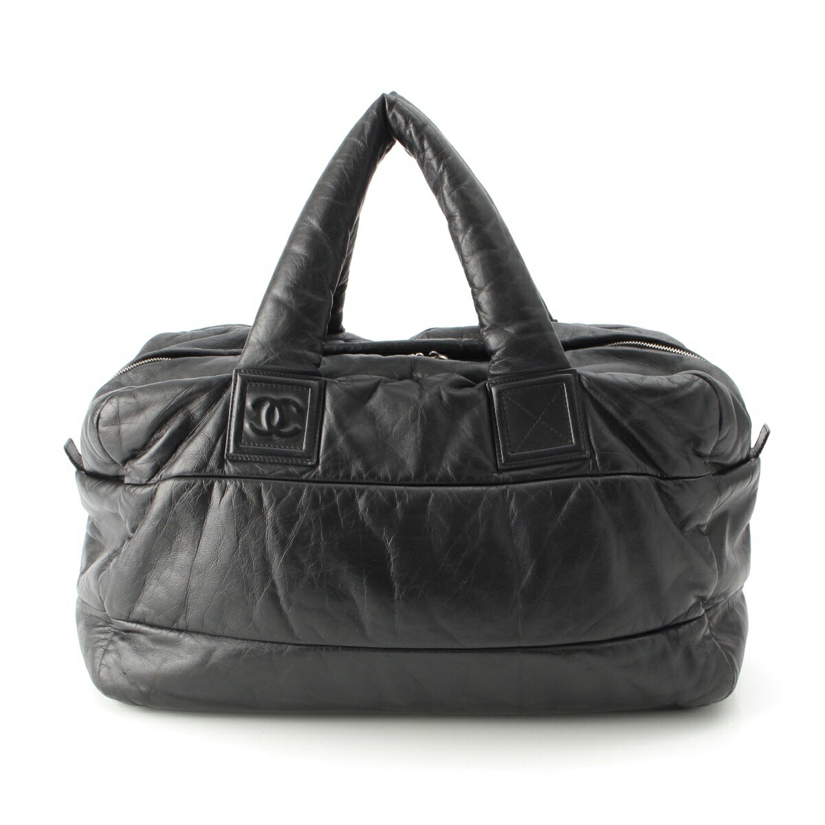 シャネル CHANEL 12番台 なめし革 コココクーン ココマーク ハンドバック 豆の町 黒いこと【中古】【定め事品引きうける】