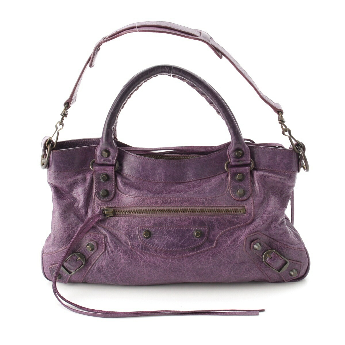 バレンシアガ BALENCIAGA ザ･一塁手 なめし革 2WAY 肩部 ハンドバック 103208 パープル【中古】【置き目品引き受ける】