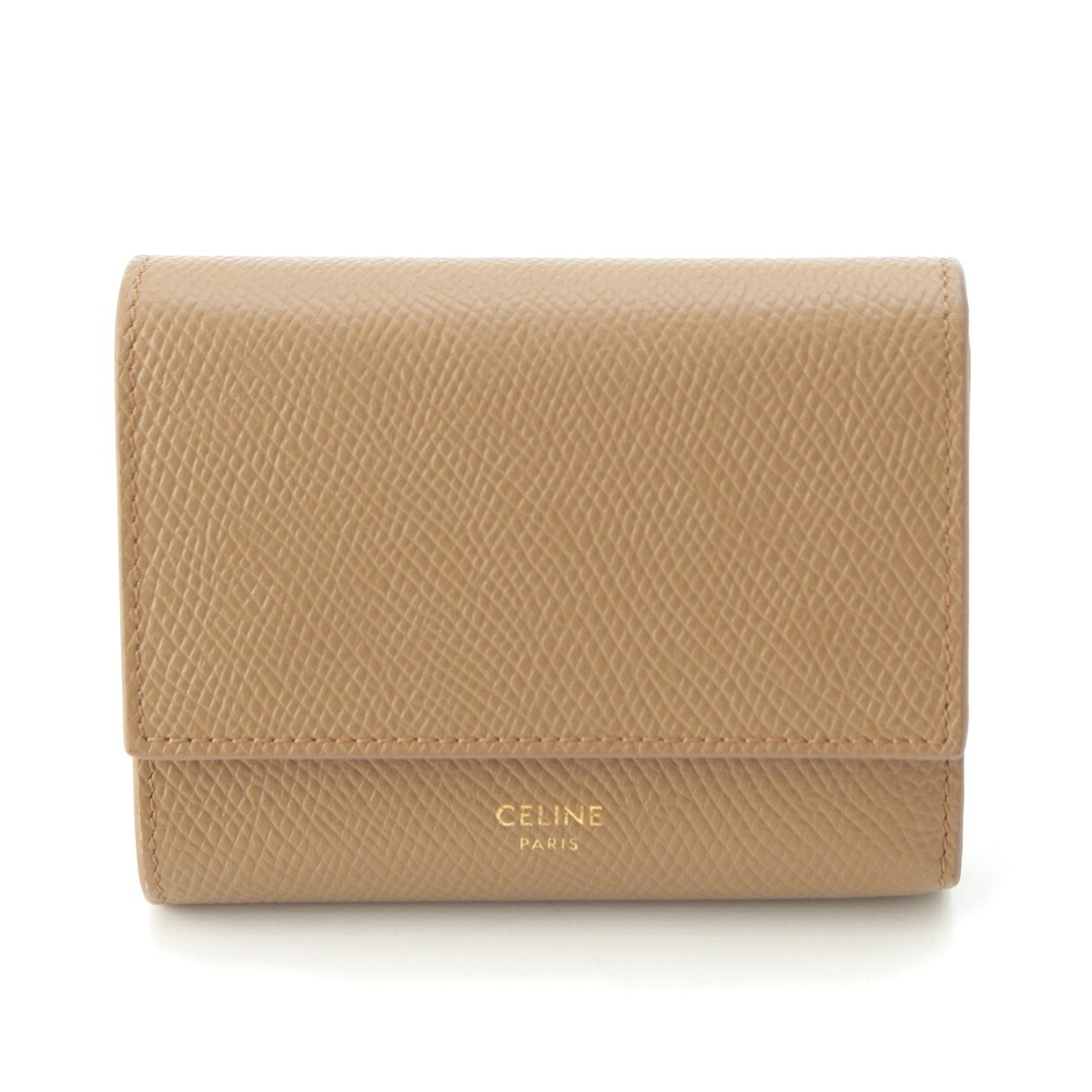 セリーヌ CELINE スモールトリフォールド なめし革 コンパクトウォレット 二つ折り紙入れ 駱駝【中古】【定まり品言いはなつ】