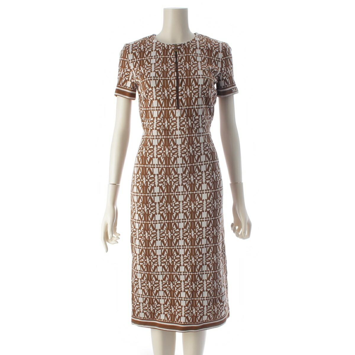 マックスマーラ MAX MARA ロゴタイプ モノグラム 編み物 衣装 16210132 赤銅色 36【中古】【置き目品引き受ける】