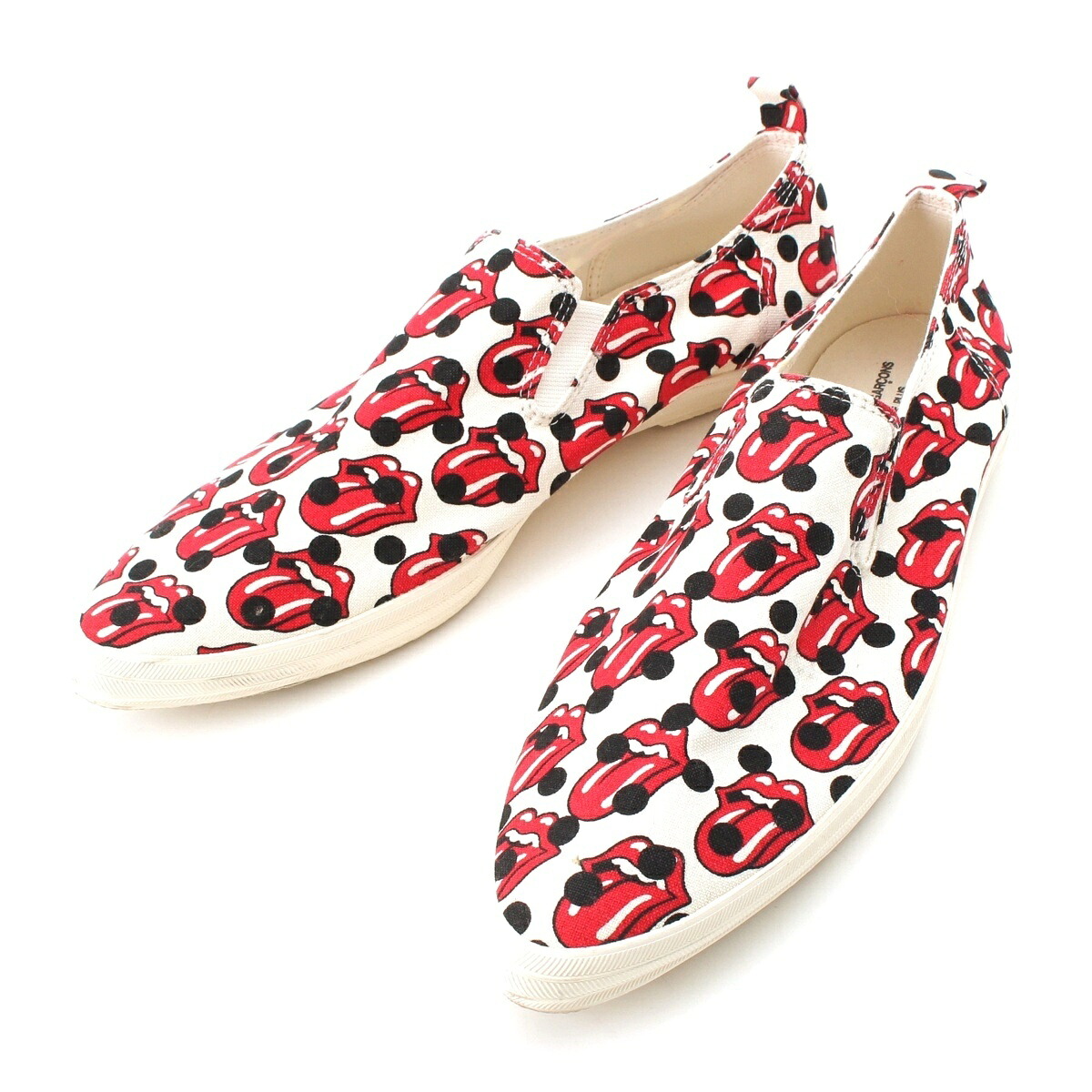 コムデギャルソンオムプリュス COMME des GARCONS HOMME PLUS ローリングストーンズ Rolling Stones Lips and Tongue ロゴタイプ スリッポン JQ20A1 白いこと 赤いこと 27【中古】【置き目品引き受ける】