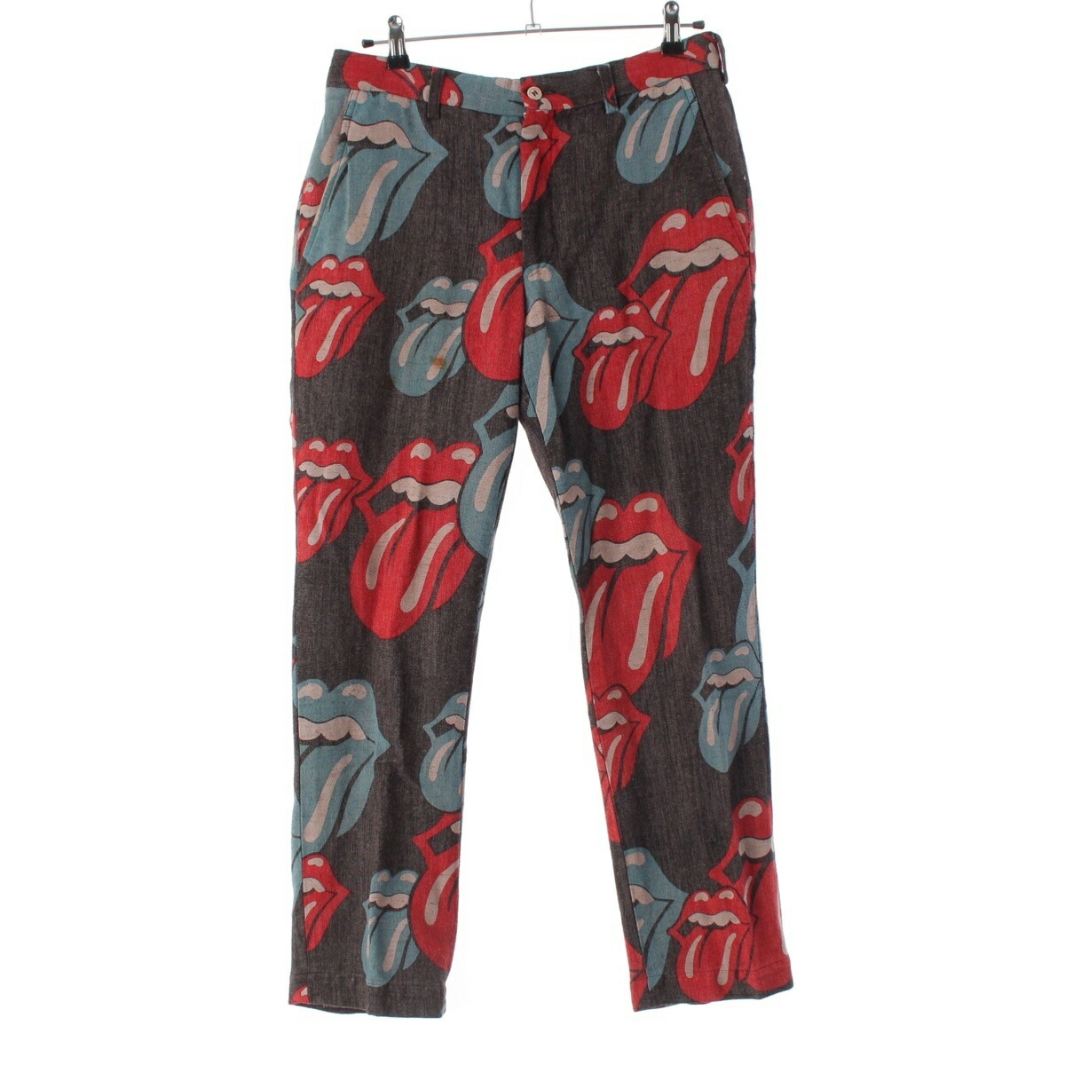 コムデギャルソンオムプリュス COMME des GARCONS HOMME PLUS ローリングストーンズ Rolling Stones Lips and Tongue ロゴタイプ 生産物染め テーラード ズボン下 PQ-P034 薄墨色 SS【中古】【定め事品引きうける】