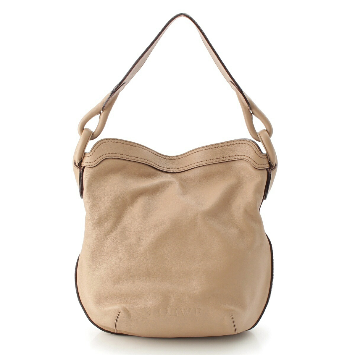 ロエベ LOEWE Switch Small Runner なめし革 ロゴタイプ 壱 ショルダーバッグ ベージュ【中古】【置き目品引き受ける】