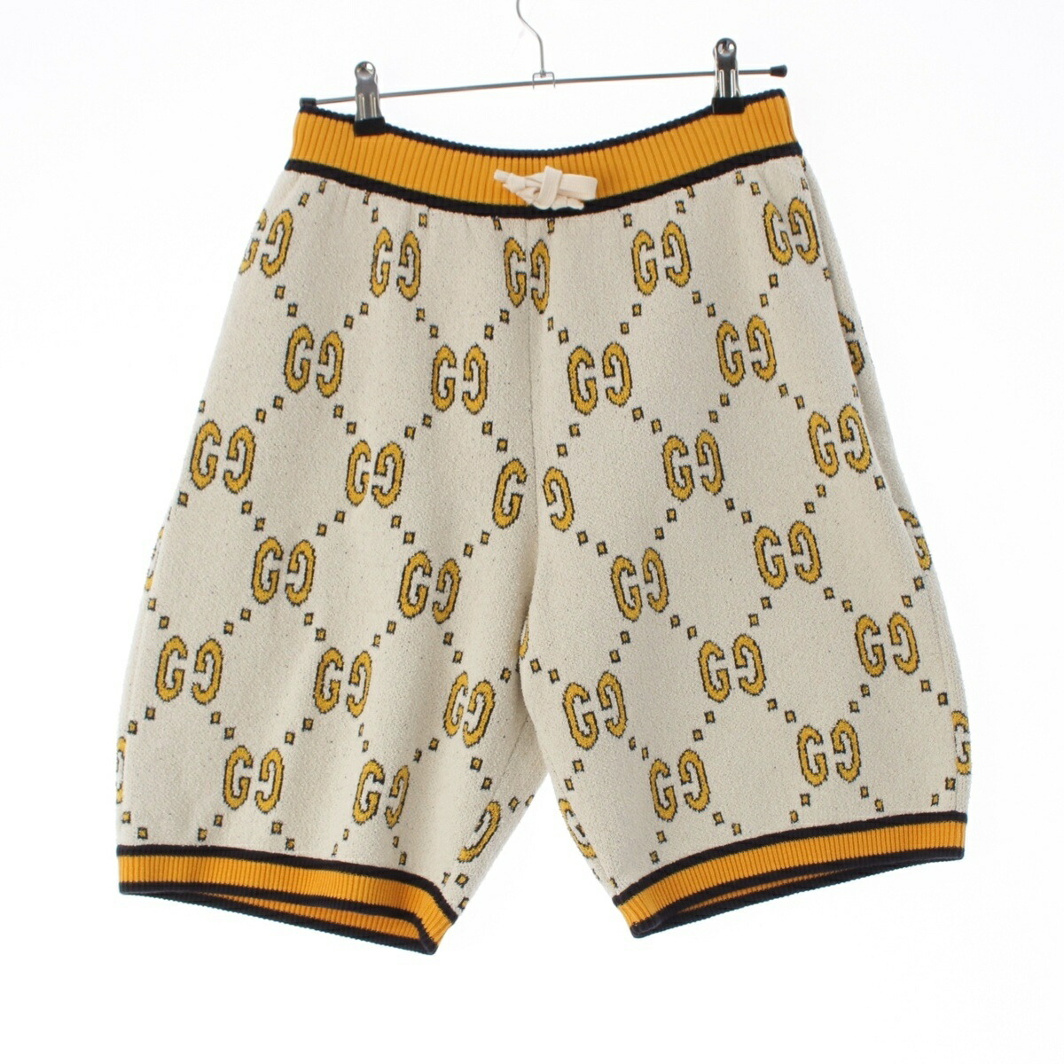 グッチ GUCCI 綿織物 ナイロン GG柄 遊撃手ズボン下 740573 白いこと×黄色 M【中古】【定め事品引きうける】