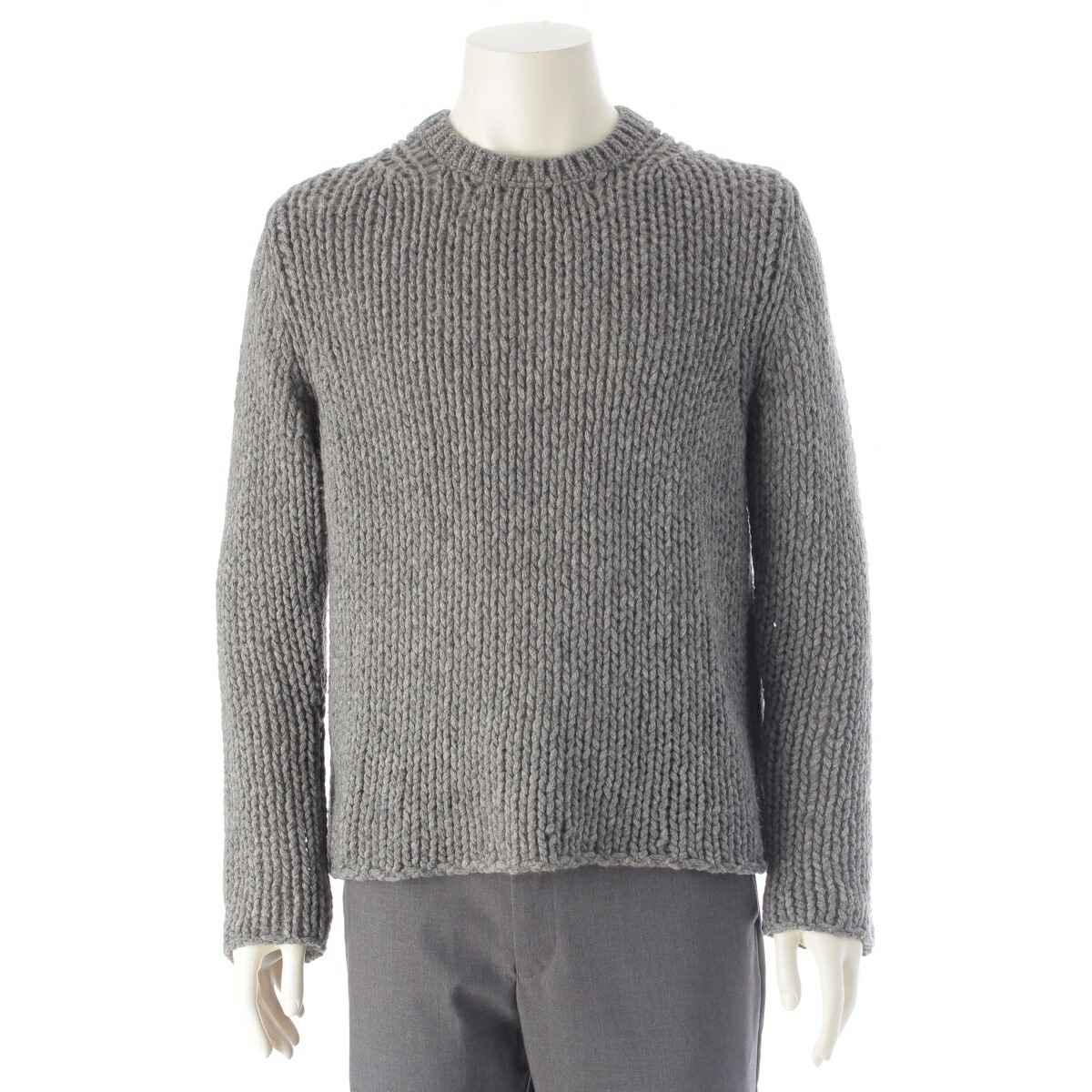 コムデギャルソンオム COMME des GARCONS HOMME  24AW DEUX ドゥ 羊毛 置き目ゲージ 編み物 ティーシャツ DN-N005 薄墨色 S【中古】【定まり品引き請ける】