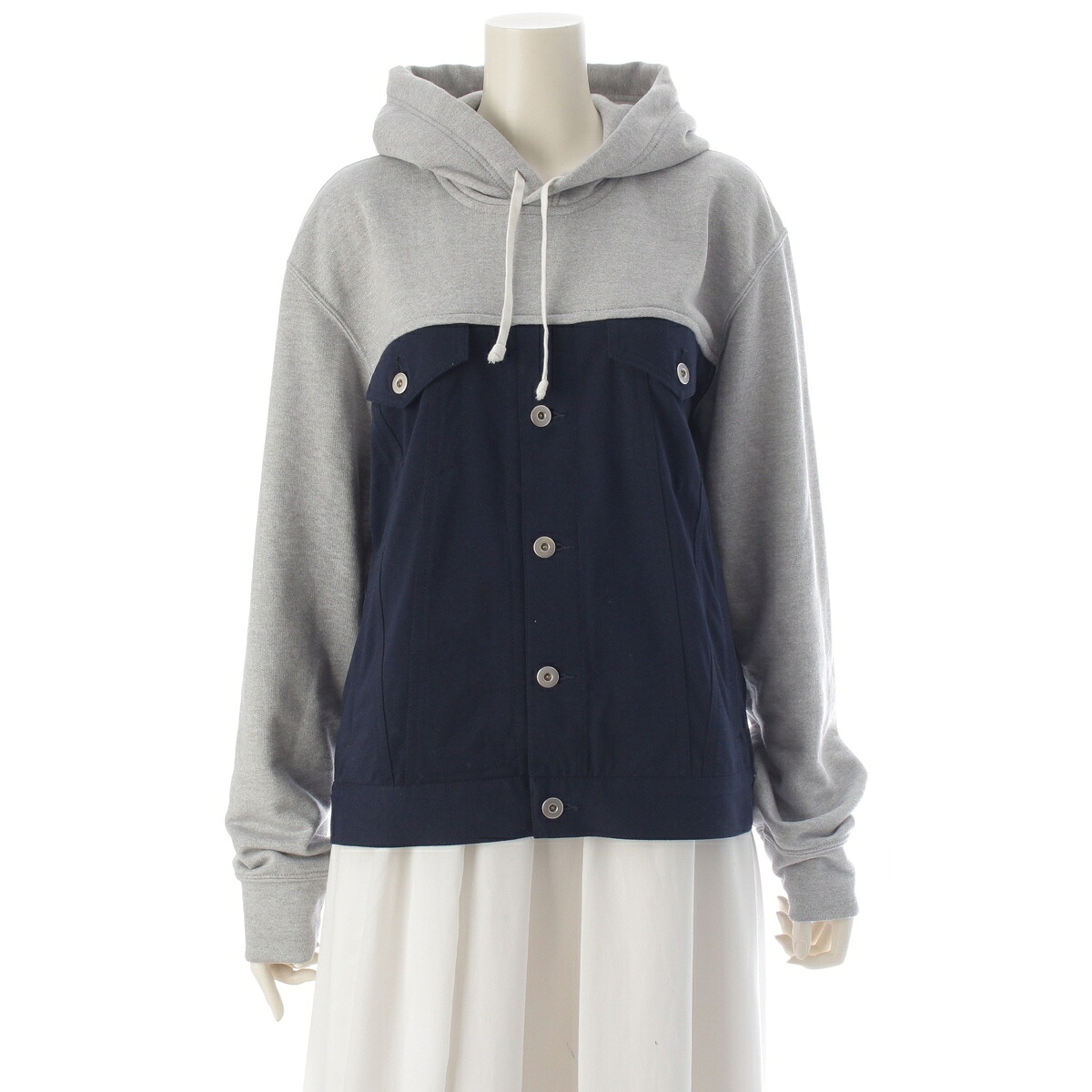 コムデギャルソン COMME des GARCONS 25AW オムドゥ 縛 パーカー トップス DP-T003 薄墨色 米国海軍 S【中古】【置き目品引き受ける】