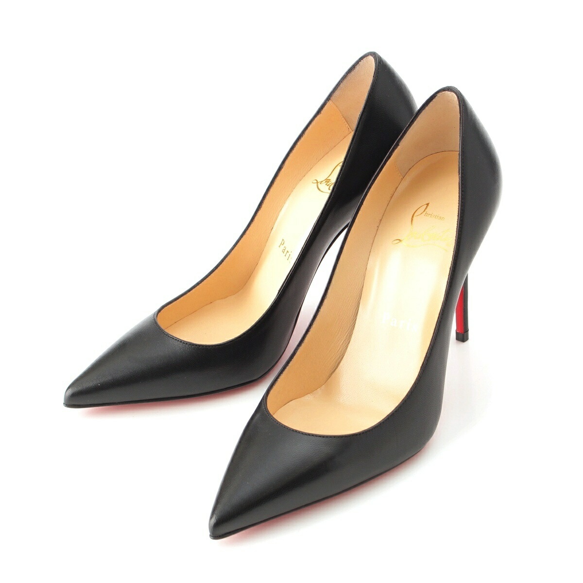 クリスチャンルブタン Christian Louboutin なめし革 ポインテッドトゥ パンプス 踵 シューズ 黒いこと 35 1/2【中古】【定め事品引きうける】