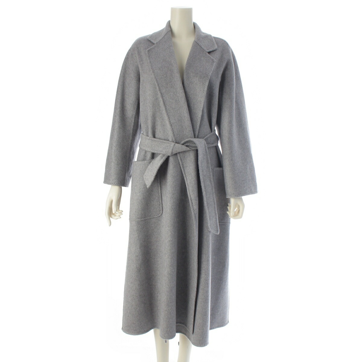 マックスマーラ MAX MARA リュドミラ LUDMILLA カシミール 胴締め付き添い人 ロング 厚地の外套 アウター 101604996 薄墨色 40【中古】【置き目品引き受ける】