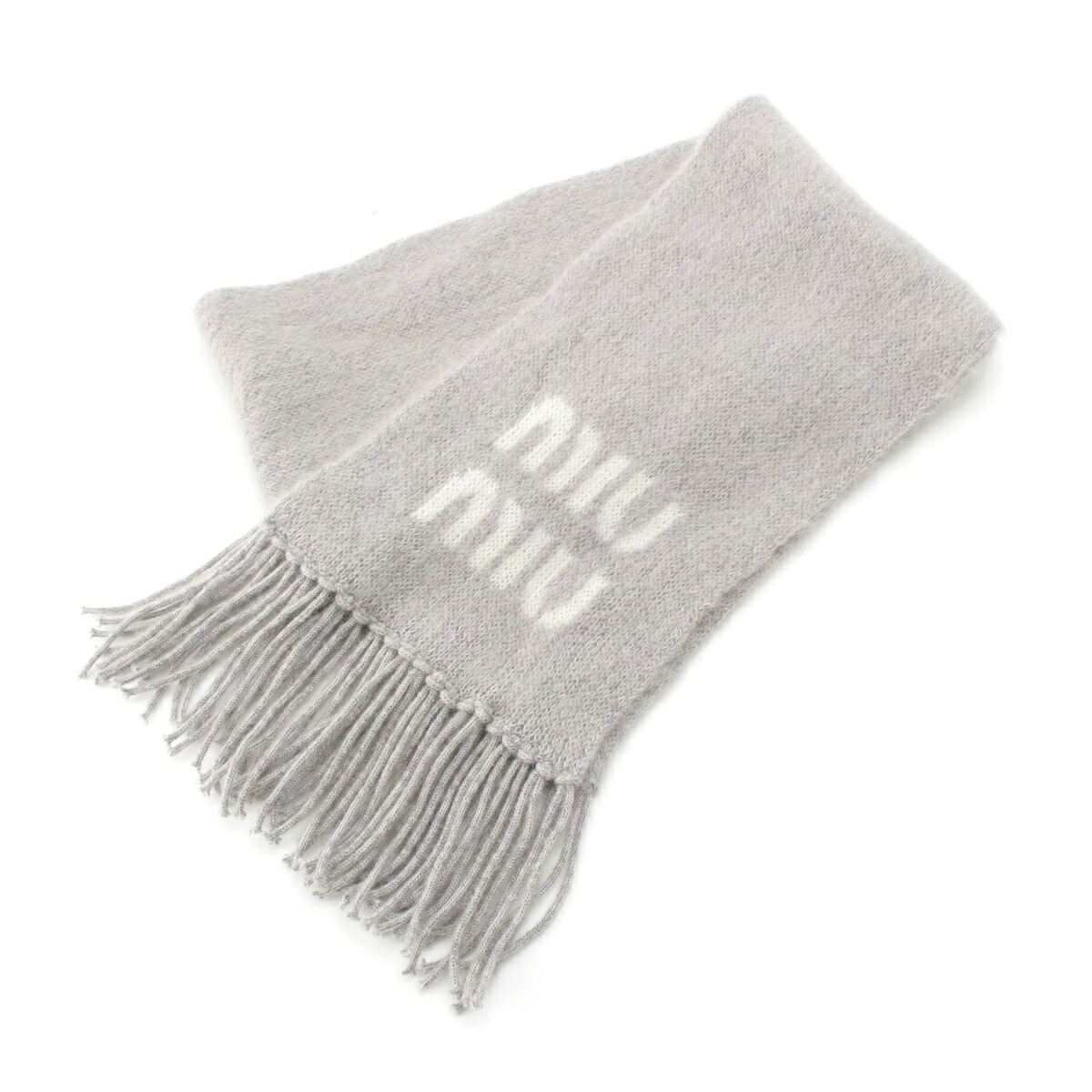 ミュウミュウ MIUMIU 25AW モヘヤ ロゴタイプ 消音装置 5FS062 2CQD 薄墨色【中古】【定まり品引き請ける】