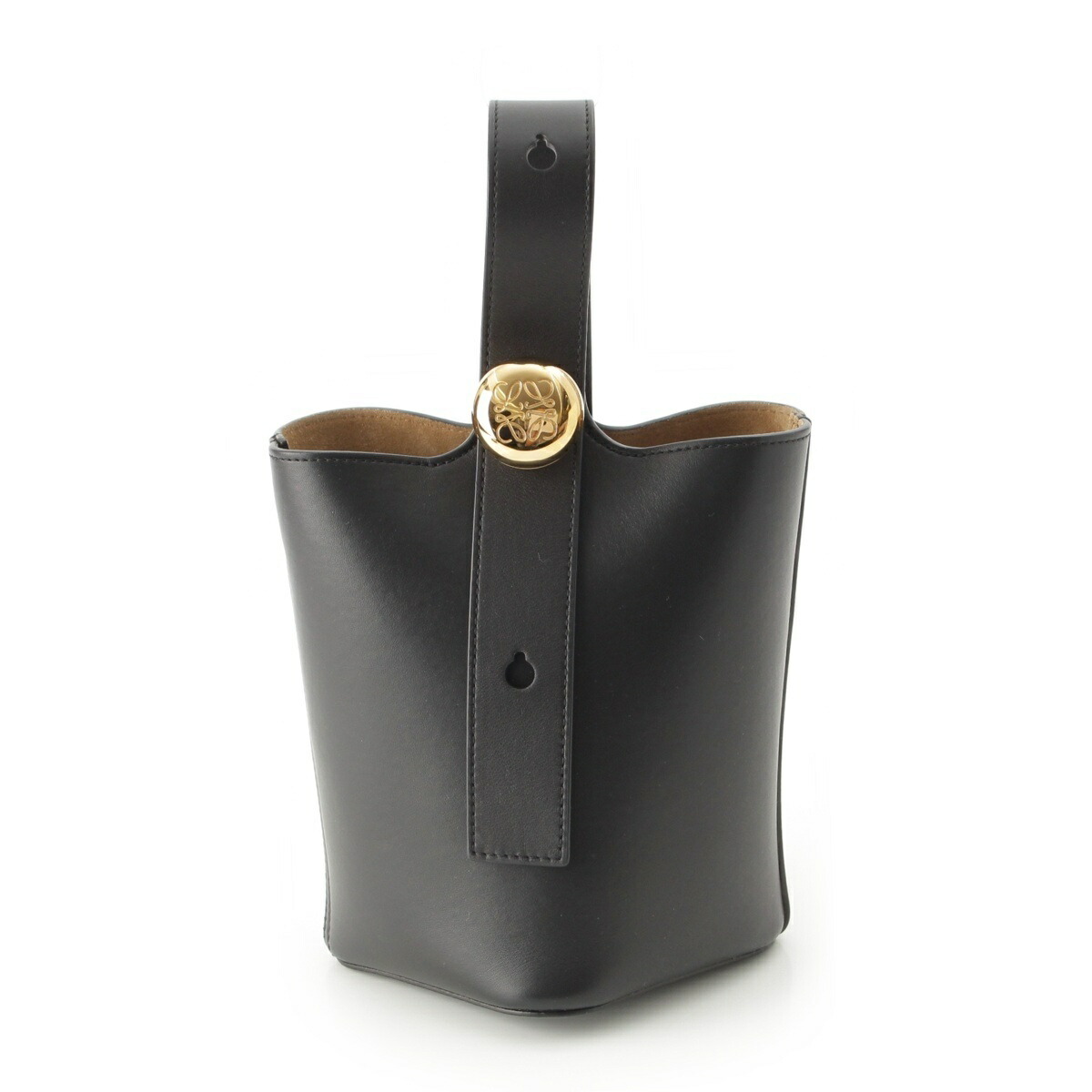 ロエベ LOEWE ペブルバケット ミニ 2way ハンドバック 黒いこと ゴールド【中古】【定め事品引きうける】