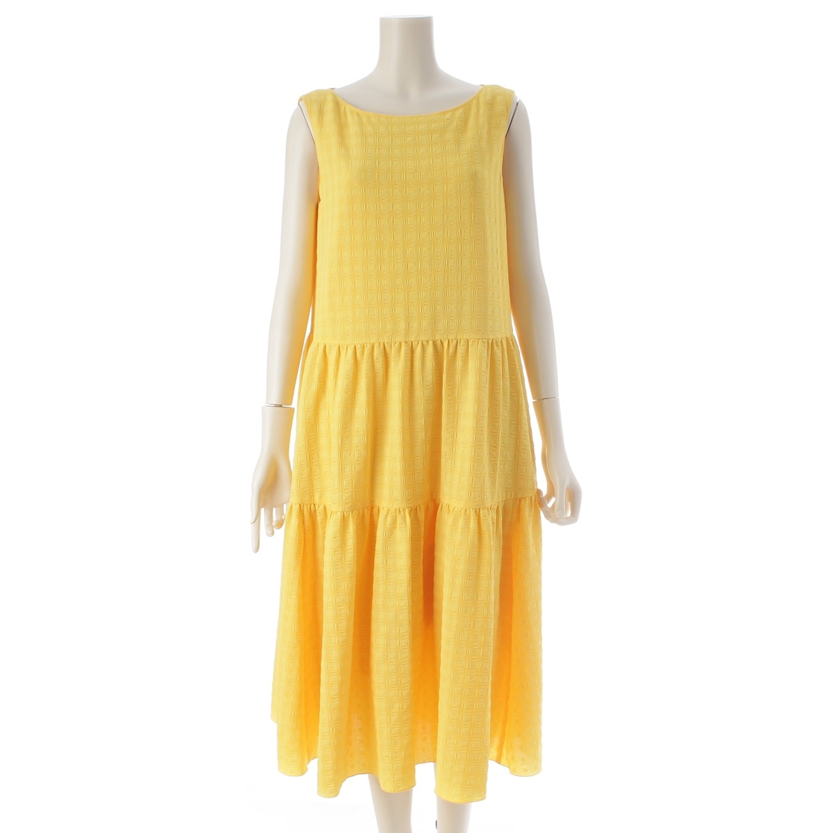 フォクシー ニューヨーク州 FOXEY NEW YORK 23年 ナンタケットドレス Nantucket Dress ノースリーブ 衣装 お召しもの 45401 黄色 42【中古】【置き目品引き受ける】
