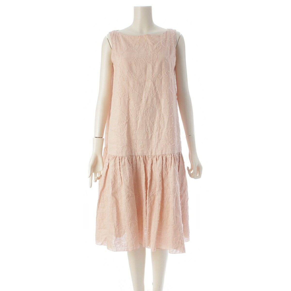 フォクシー FOXEY 25年 リネン ピクニック Linen Picnic ノースリーブ 衣裳 御召しもの 45149 さくら色 38【中古】【定め事品引きうける】