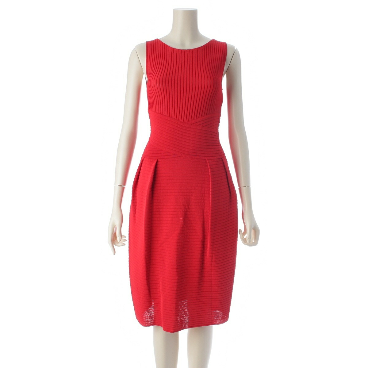 ディオール Christian Dior 2012 ete 人絹 ノースリーブ 衣裳 編み物 御召しもの 赤いこと 34【中古】【定まり品引き請ける】