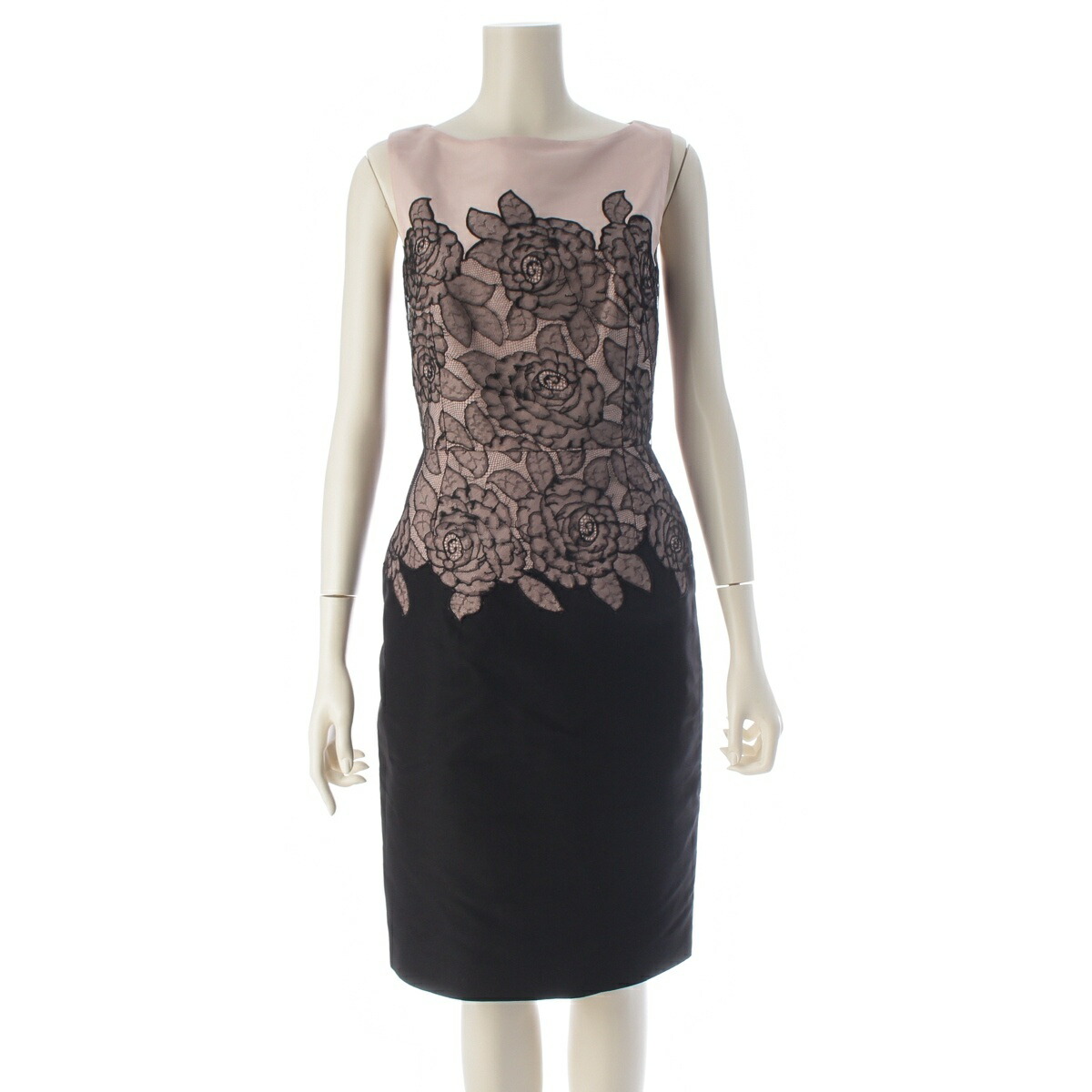 ディオール Christian Dior 2012 御花スピード競技うつり変わり ノースリーブタフタワンピース 衣裳 トップス さくら色 黒いこと 34【中古】【定め事品引きうける】