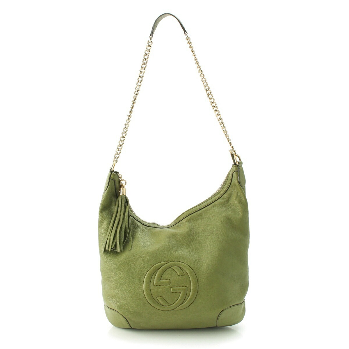 グッチ GUCCI ソーホー なめし革 ロッキングG チェーン店 一 ショルダーバッグ 308981 緑であること【中古】【定まり品引き請ける】