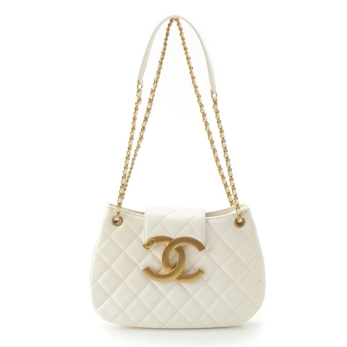シャネル CHANEL 子ヒツジひと肌 ホー洋弓 ゴールド金具 ショルダーバッグ 白いこと【中古】【定め事品引きうける】