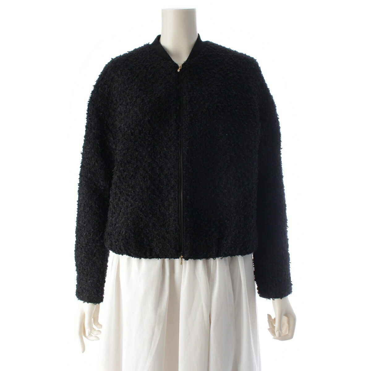 ドゥロワー Drawer 24SS RESORT1 ファンシーツィード ジップアップ 上衣 上衣 アウター 6522-299-0865 黒いこと 36【中古】【定め事品引きうける】