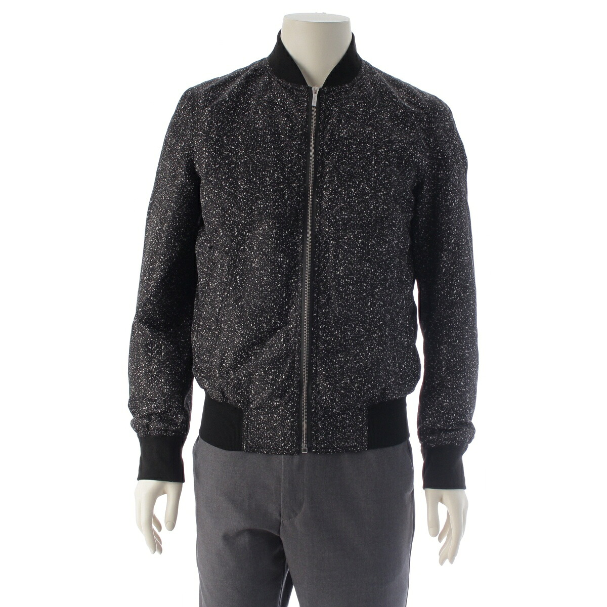 ディオール・オム DIOR HOMME クリス期 スパッタリング テクスチャー 総柄 ジップアップ ブルゾン ジャケット 563C404A3284 ブラック 44【中古】【正規品保証】｜retro