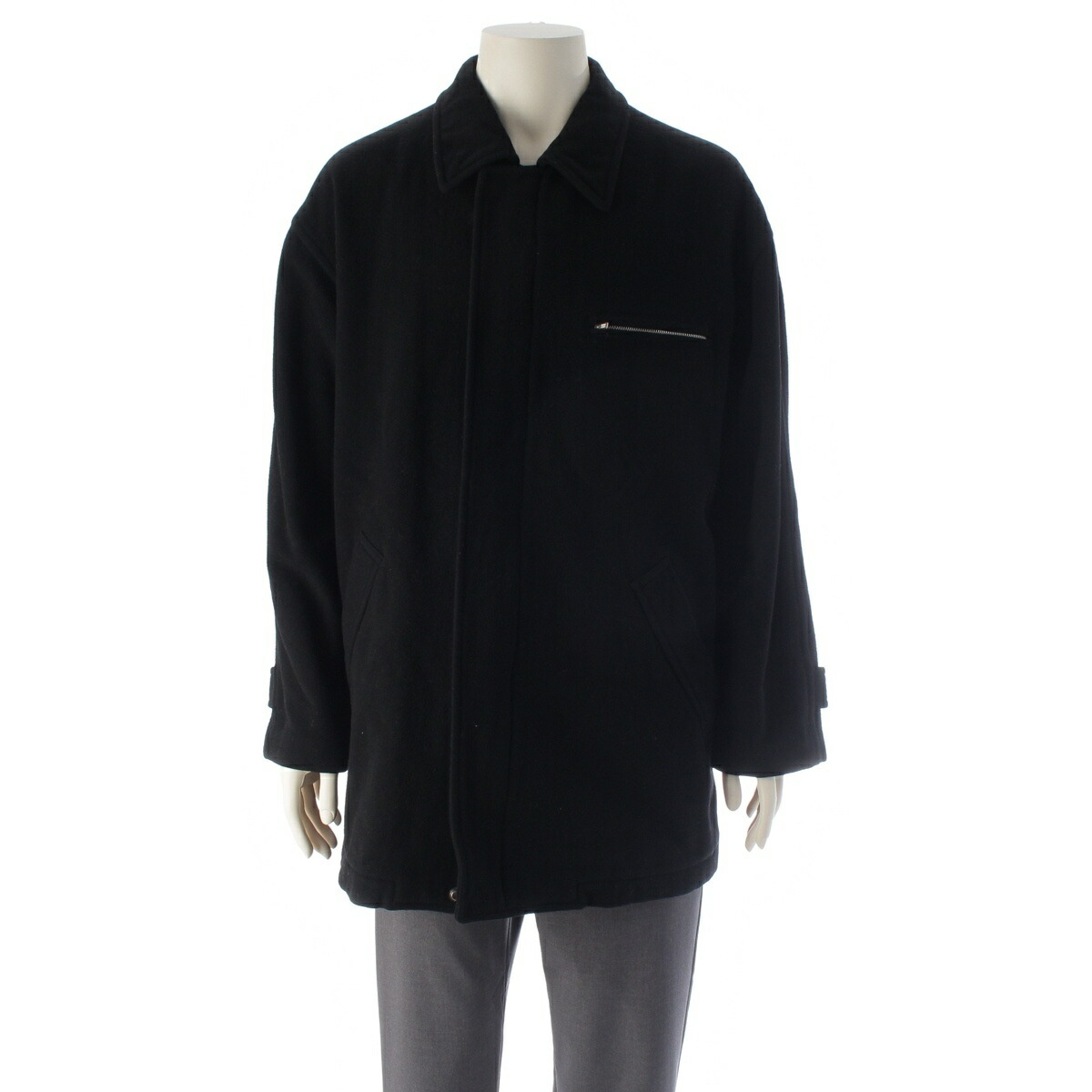 コムデギャルソンオム COMME des GARCONS HOMME AD1989 89AW メルトン ジップアップ 二分の一厚地の外套 アウター HJ-080600 黒いこと M【中古】【定まり品引き請ける】