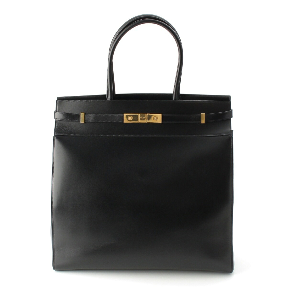 サンローラン SAINT LAURENT マンハッタン レザ― トートバッグ ゴールド金具 757302 黒いこと【中古】【置き目品引き受ける】