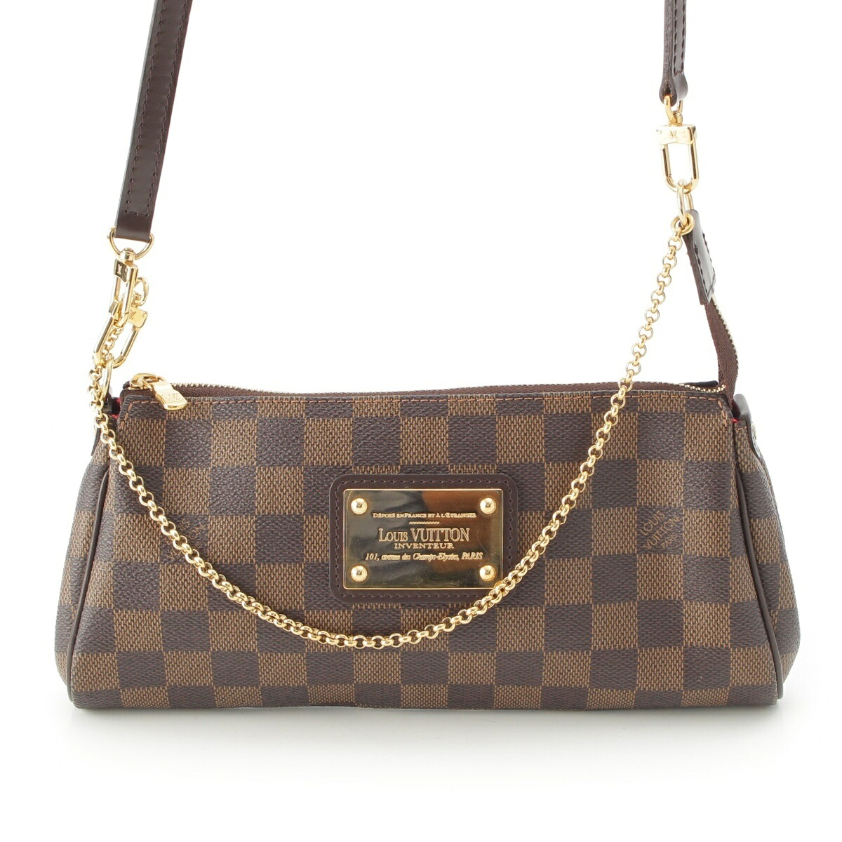 ルイヴィトン LOUIS VUITTON ダミエ エヴァ 合切袋 ショルダーバッグ N55213 赤銅色【中古】【定め事品引きうける】