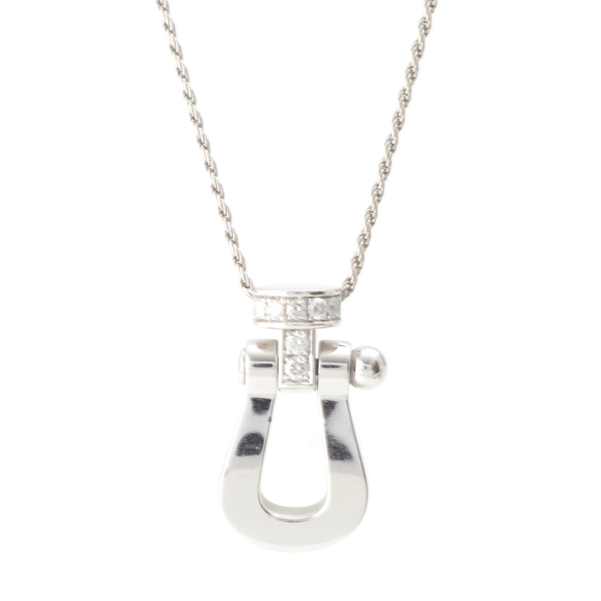 フレッド FRED フォース10 ラージ ハーフダイヤ 750WG ネックレス ジュエリー シルバー 11.3g【中古】【正規品保証】|retro