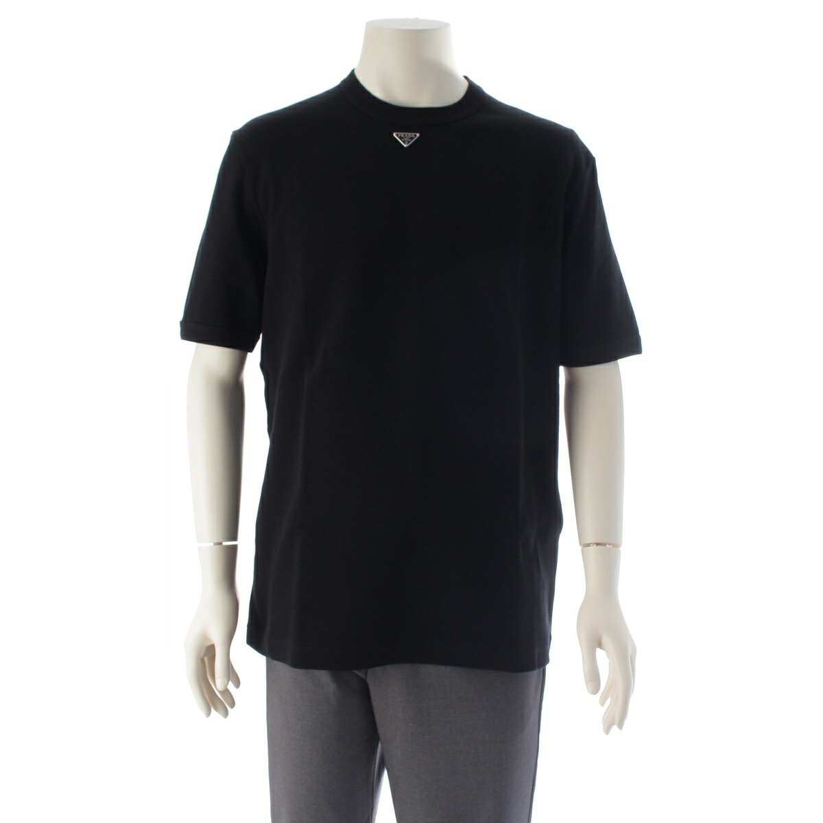 プラダ PRADA ３角形 一皿 ロゴタイプ ワーヘル カットソー トップス UJN994 黒いこと XL【中古】【置き目品引き受ける】
