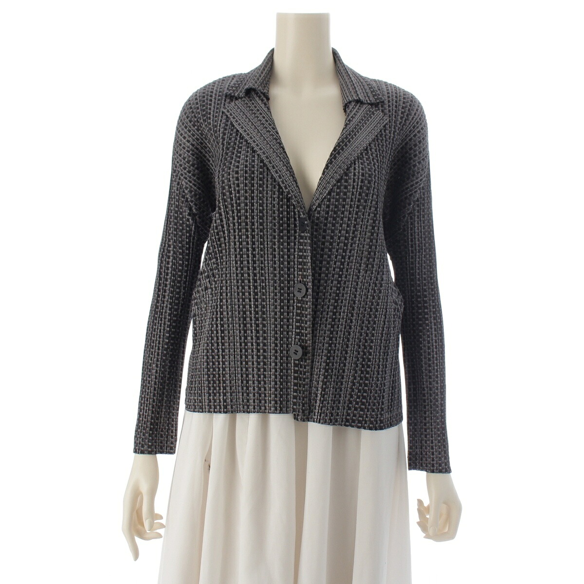 プリーツプリーズ イッセイミヤケ PLEATS PLEASE ISSEY 3B ジャケット ブラック 3【中古】【正規品保証】｜retro