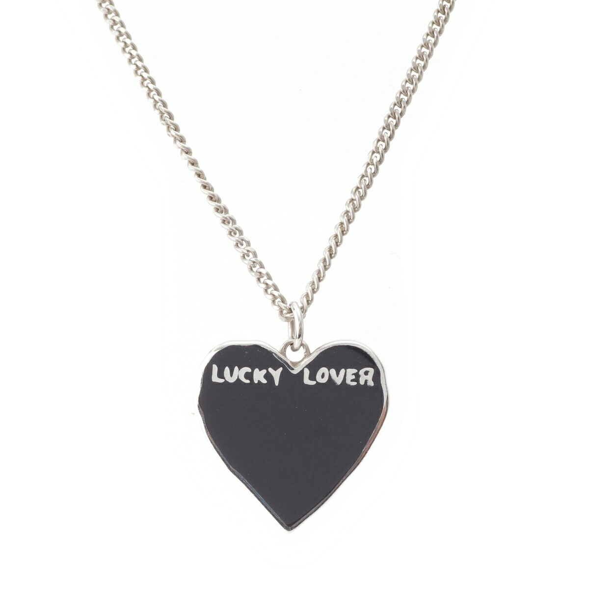 セリーヌ CELINE LUCKY LOVERS ハート ネックレス アクセサリー Ag925 ブラック&times;シルバー 5.0g【中古】【正規品保証】｜retro