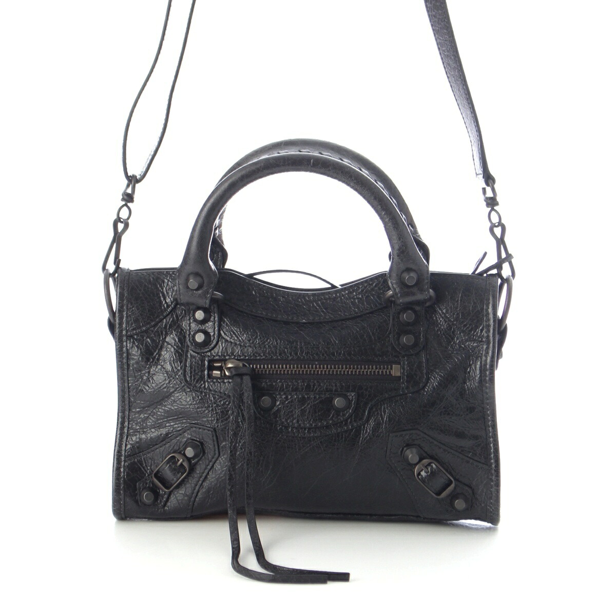 バレンシアガ BALENCIAGA ル シティ ミニ レザー 2WAY ハンド ショルダーバッグ 806395 ブラック【中古】【正規品保証】|retro