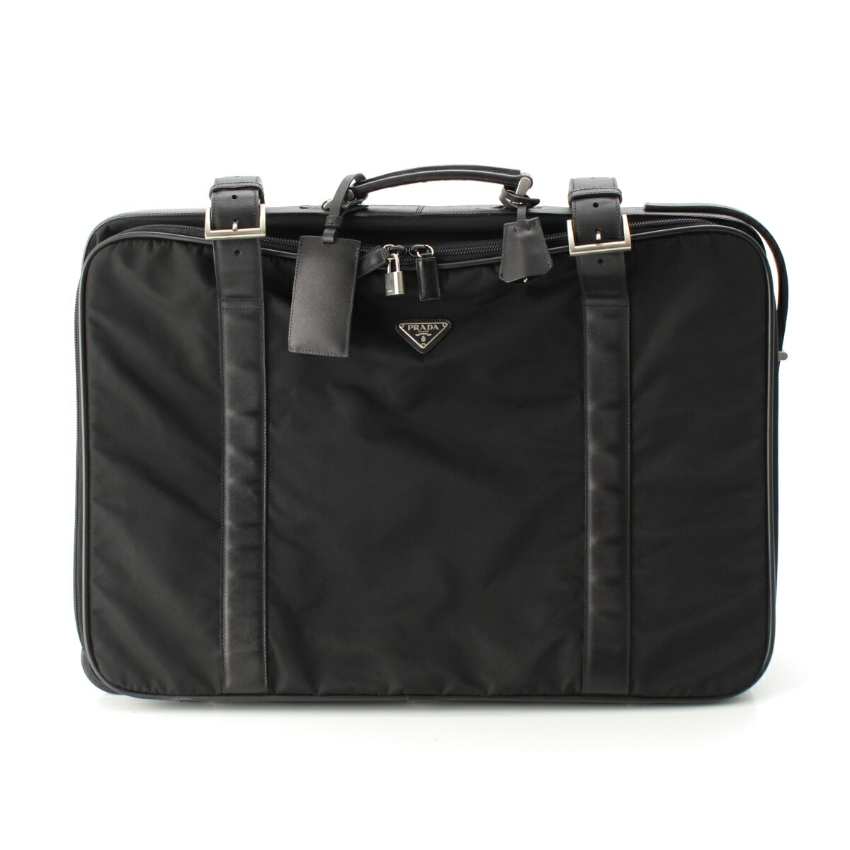 プラダ PRADA テスート ナイロン 旅する鞄 キャリーバッグ 入れもの 三角形ロゴタイプ V410/A 黒いこと【中古】【定まり品言いはなつ】