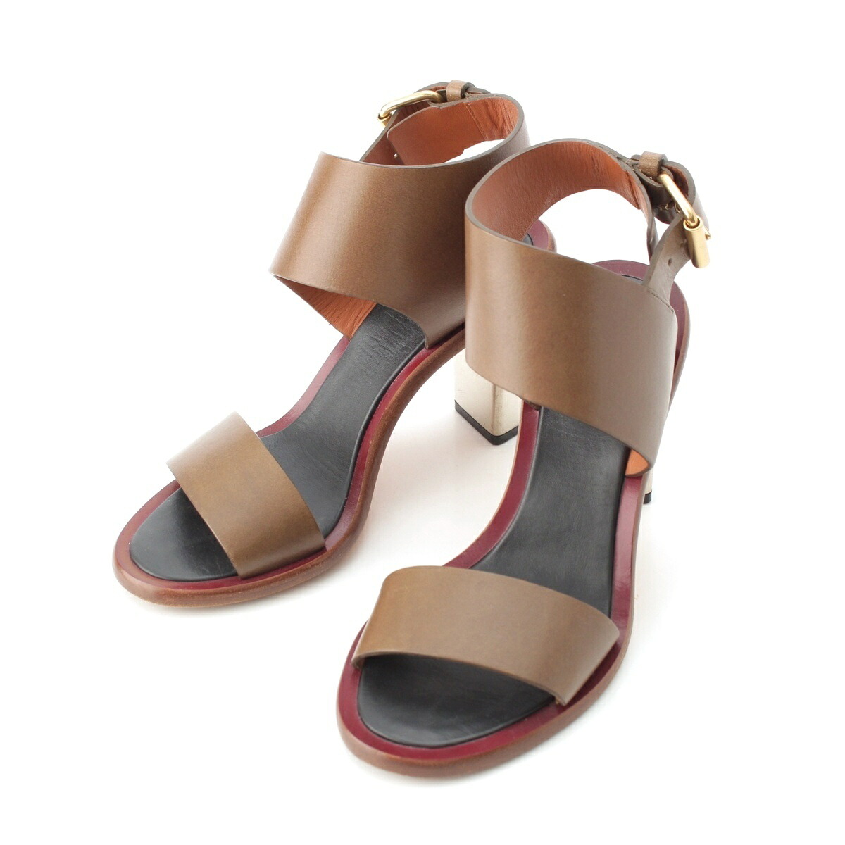 セリーヌ CELINE フィービー期 メタルヒール サンダル 313683CBBD.15KH カーキ 36【中古】【正規品保証】|retro