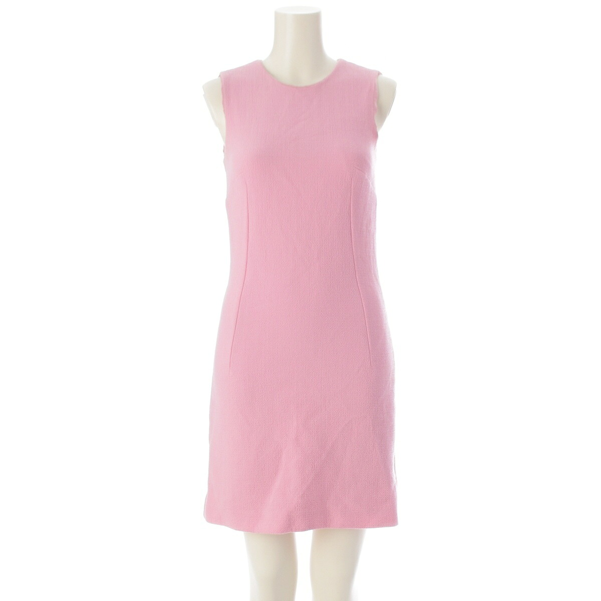 ドルチェアンドガッバーナ DOLCE&GABBANA シルク ノースリーブ ツイード ボタン ワンピース トップス スカート F67F2T ピンク 36【中古】【正規品保証】｜retro