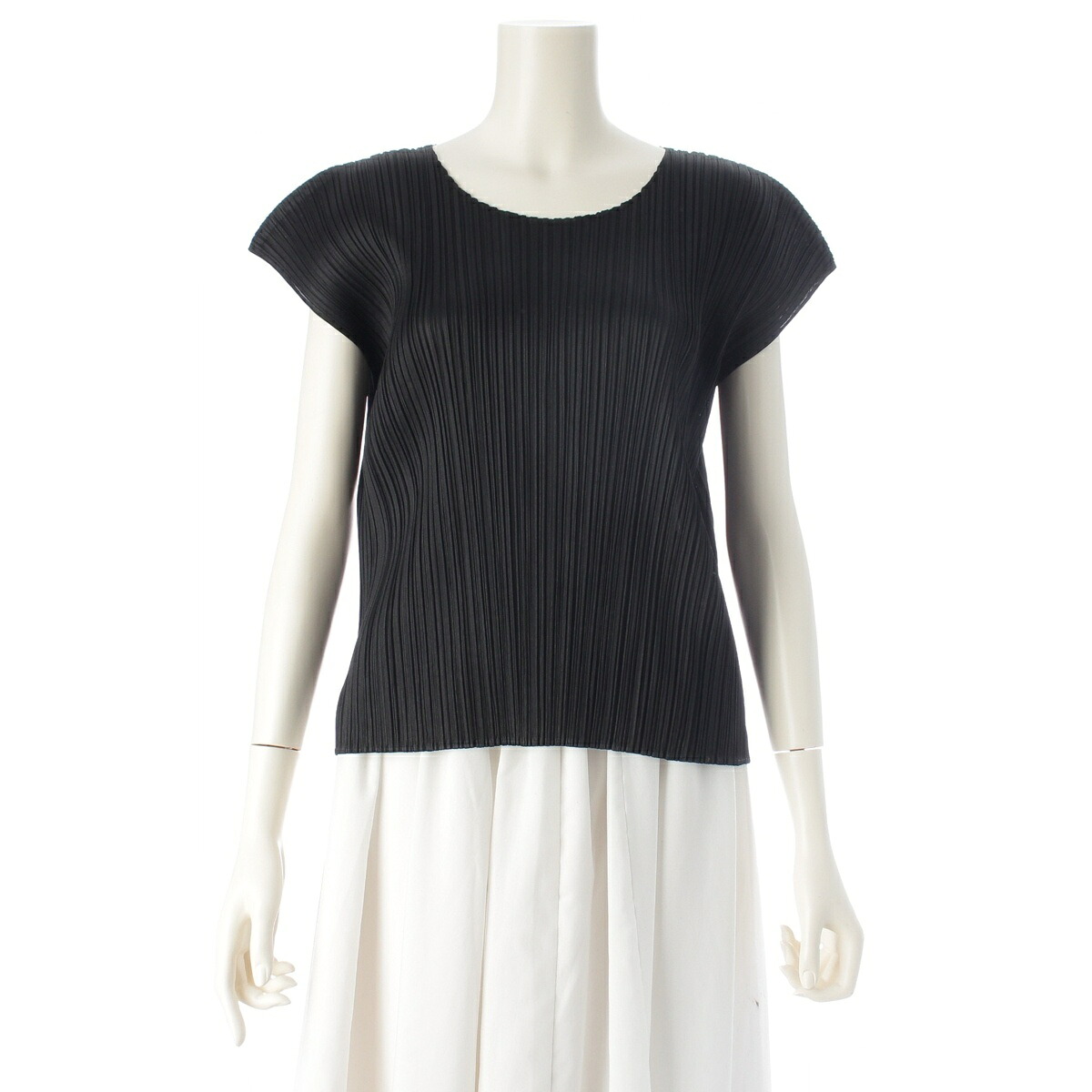 プリーツプリーズ イッセイミヤケ PLEATS PLEASE ISSEY 23AW フレンチスリーブ カットソー トップス PP33JK112 ブラック 3【中古】【正規品保証】｜retro