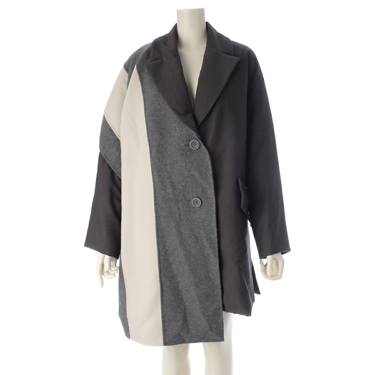アドーア ADORE リバーコンビパデッドコート ウール ナイロン コットン ジャケット アウター 531-125005 ベージュ グレー マルチカラー 36【中古】【正規品保証】|retro