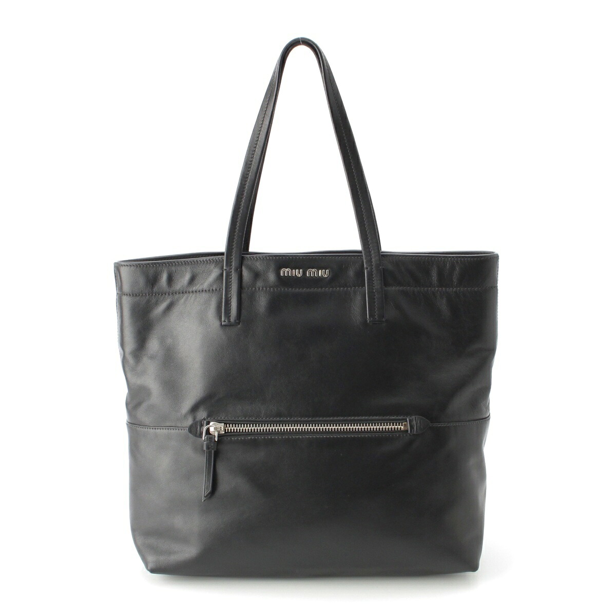 ミュウミュウ MIUMIU レザー トートバッグ RR1934 ブラック【中古】【正規品保証】｜retro