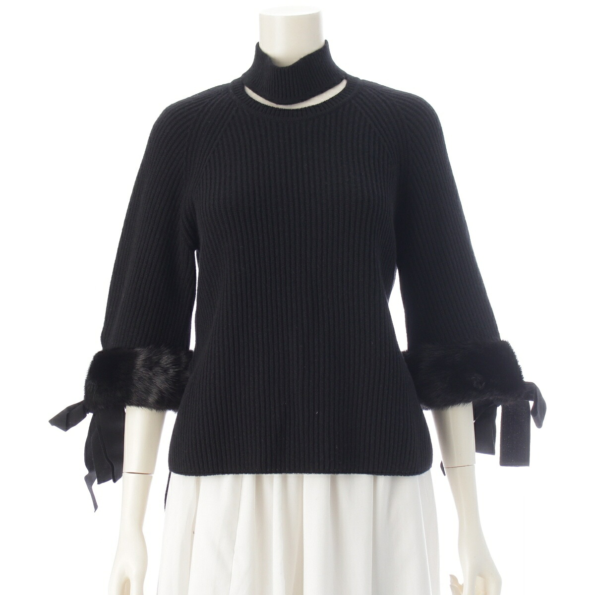 フェンディ FENDI カシミヤ ミンク ホルターネック ニット セーター トップス FZY545 ブラック 36【中古】【正規品保証】｜retro