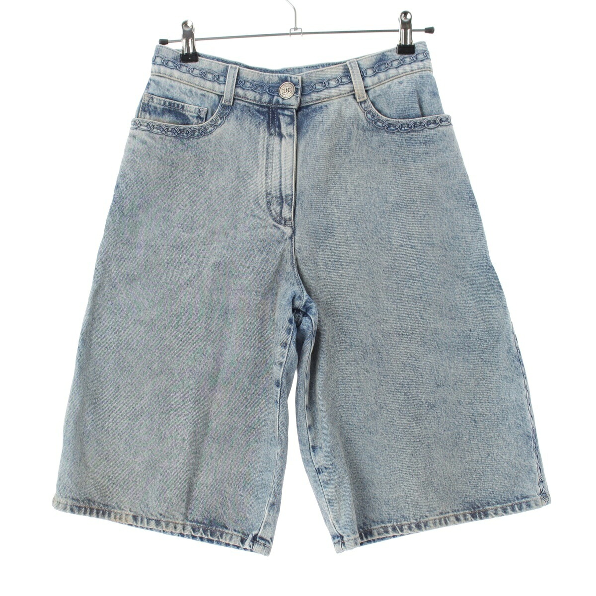 シャネル CHANEL 26SS コットン チェーンモチーフ デニム キュロット パンツ P81253 インディゴ 36【中古】【正規品保証】｜retro