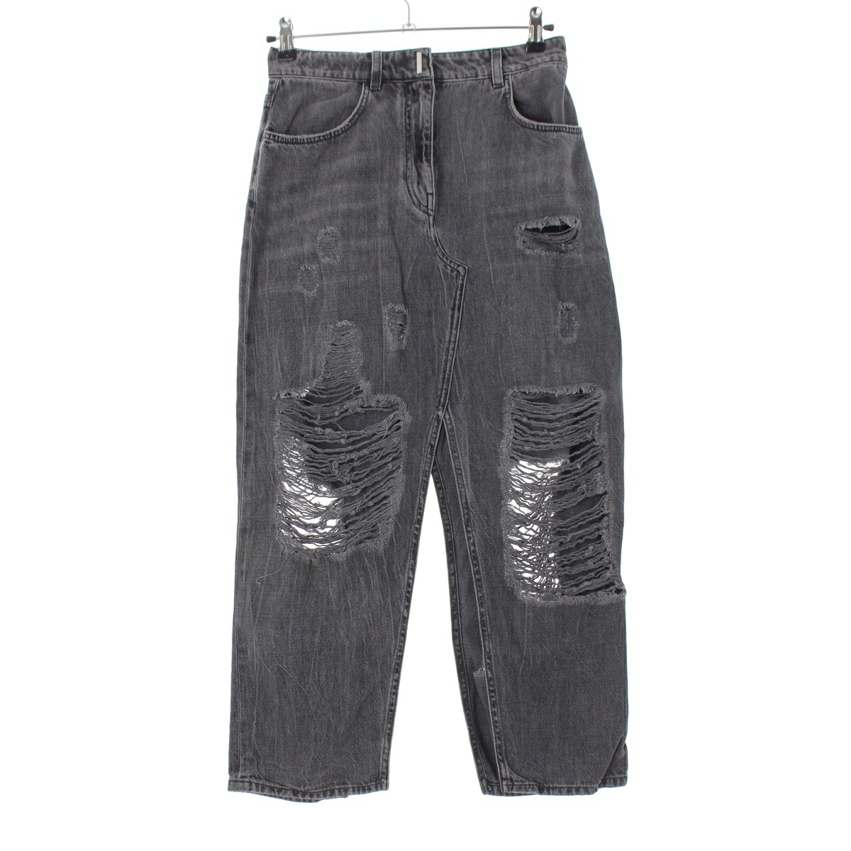 ジバンシー Givenchy コットンデニム ダメージ加工 スリット スカート ボトムス ブラック 36【中古】【正規品保証】|retro