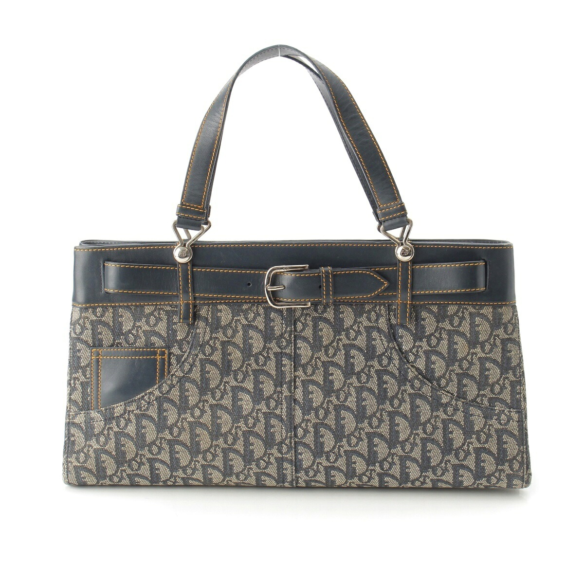 ディオール Dior トロッター キャンバス ハンドバッグ ネイビー【中古】【正規品保証】|retro