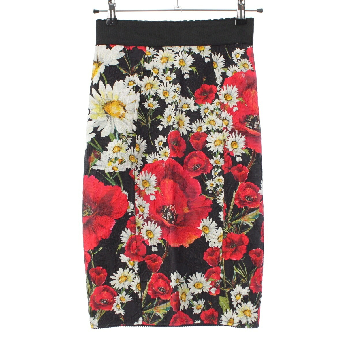 ドルチェアンドガッバーナ DOLCE&GABBANA コットン 花柄 プリント タイト スカート ボトムス F4AJNT ブラック 36【中古】【正規品保証】|retro