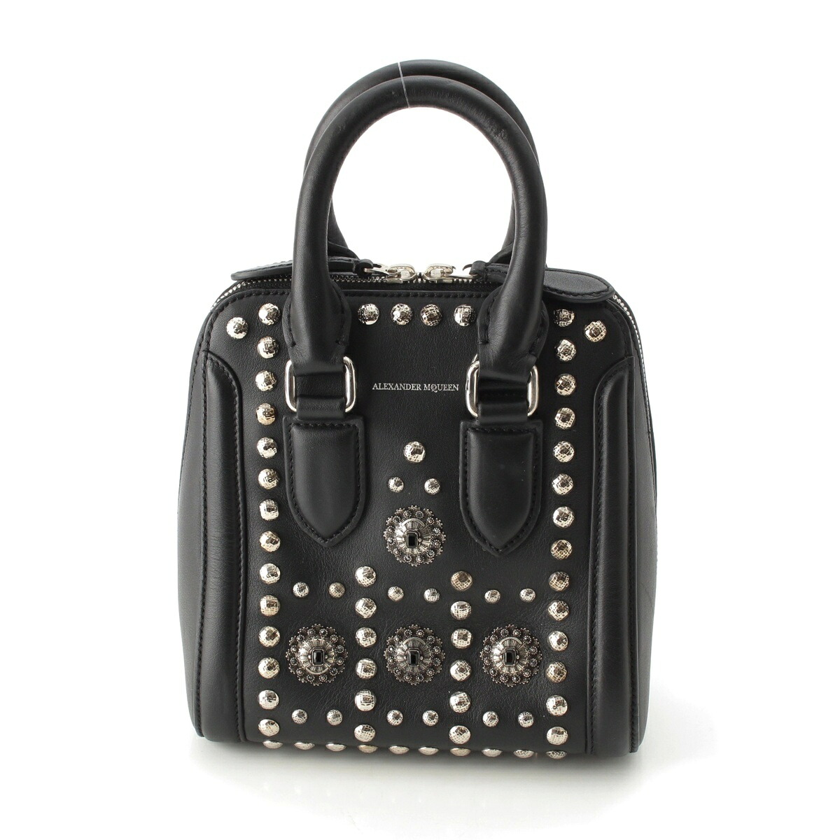 アレキサンダーマックイーン Alexander McQueen ヒロイン ミニ レザー スタッズ　2WAY ハンドバッグ ブラック【中古】【正規品保証】｜retro
