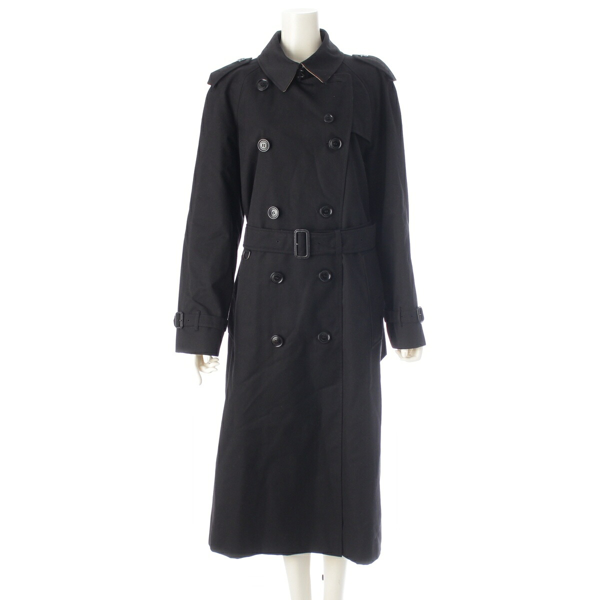 バーバリー BURBERRY コットン Waterloo ウォータールー ヘリテージ トレンチコート 8059241 ブラック UK12【中古】【正規品保証】｜retro