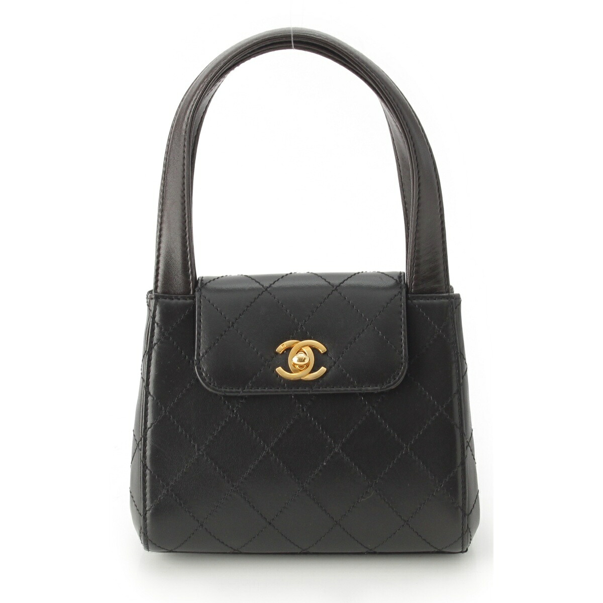 シャネル CHANEL ラムスキン マトラッセ ターンロック ミニ ハンドバッグ ブラック【中古】【正規品保証】|retro