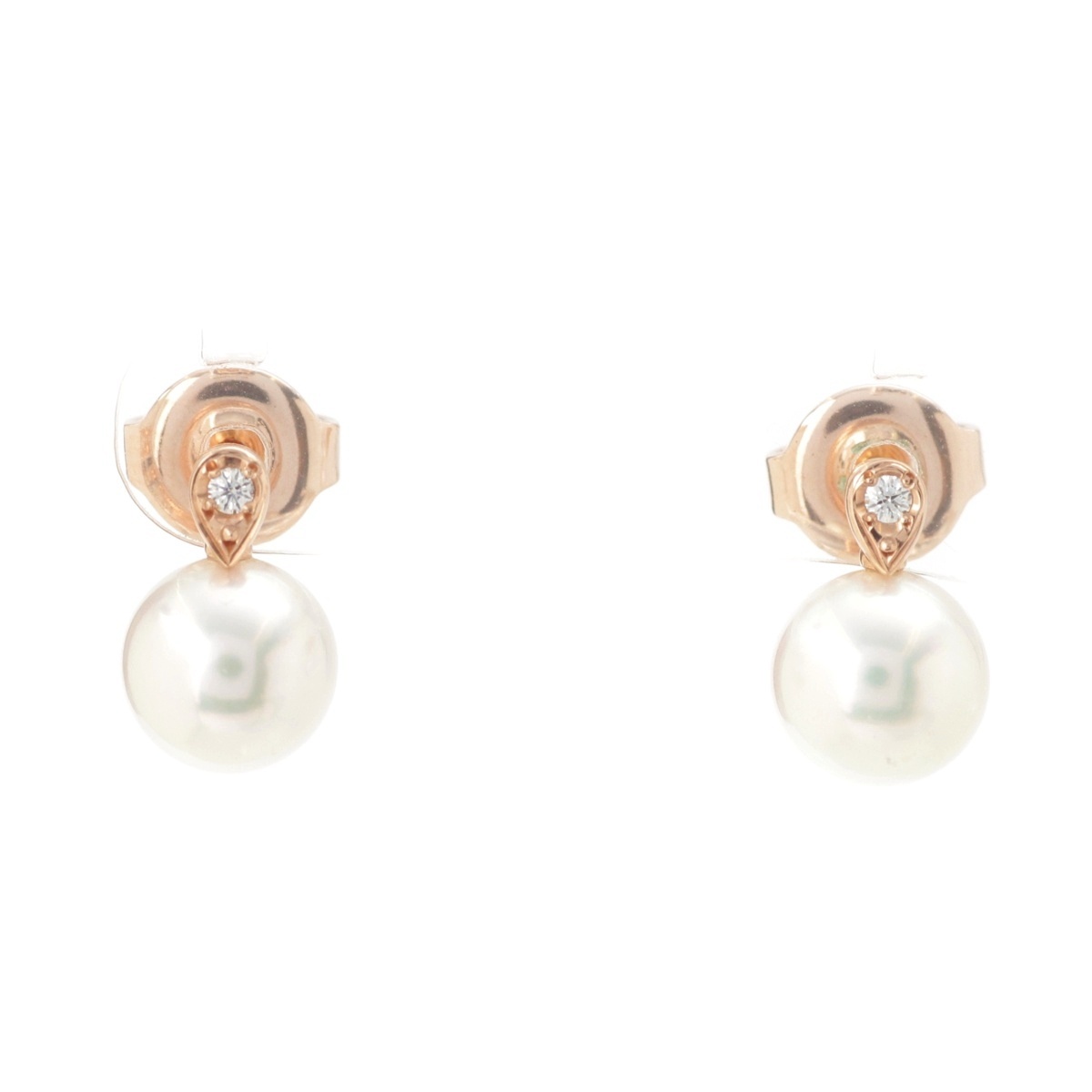 ミキモト MIKIMOTO パール ダイヤ K18 ピアス D0.02ct アコヤ真珠約6.75mm ジュエリー D0.02ct PE-1750PI ゴールド ホワイト【中古】【正規品保証】|retro