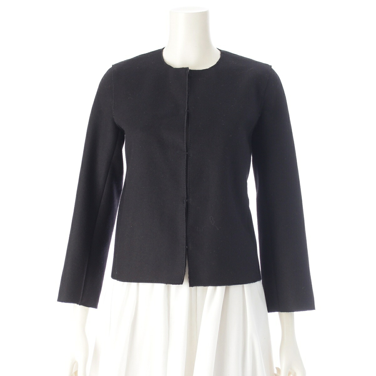 プラダ PRADA 00s アーカイブ ノーカラー シーム フック ジャケット ブルゾン ブラック【中古】【正規品保証】|retro