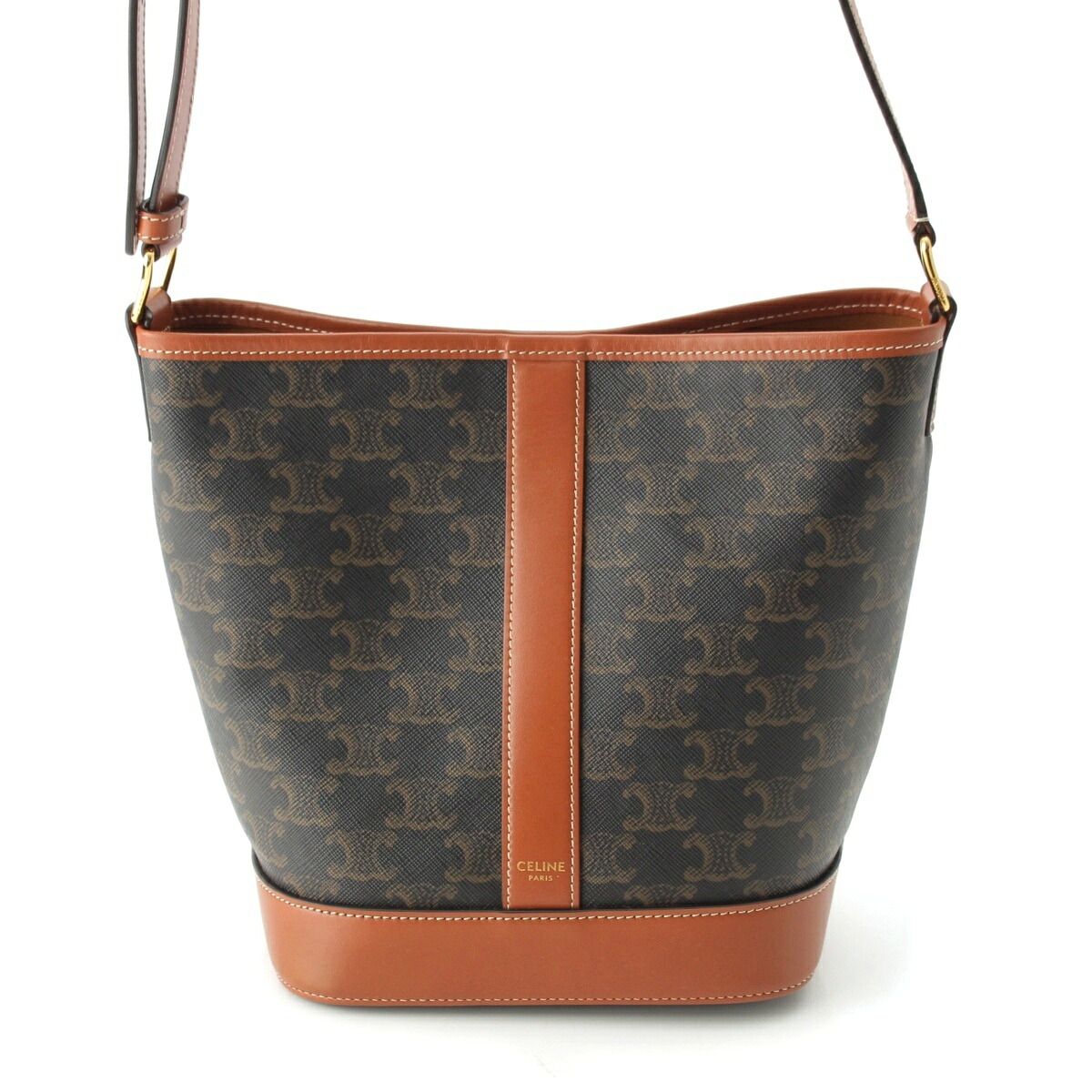 セリーヌ CELINE トリオンフ スモール バケット レザー ショルダーバッグ 191442CAS04LU ブラウン【中古】【正規品保証】｜retro