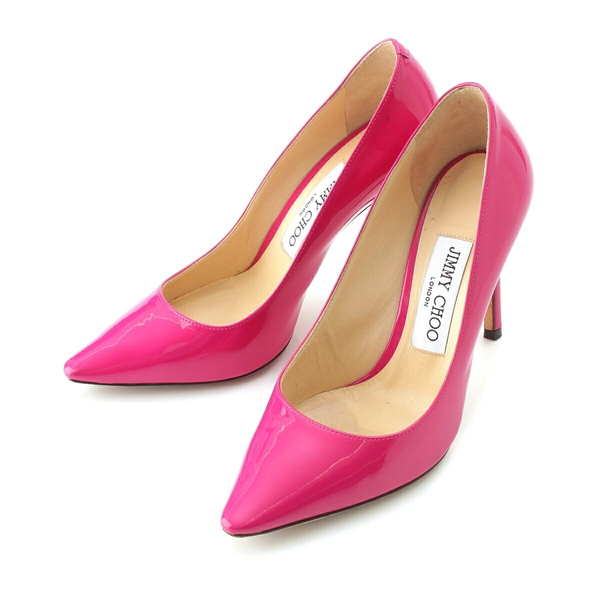 ジミーチュウ JIMMY CHOO パテントレザー ポインテッドトゥ パンプス ピンク 35 1/2【中古】【正規品保証】|retro